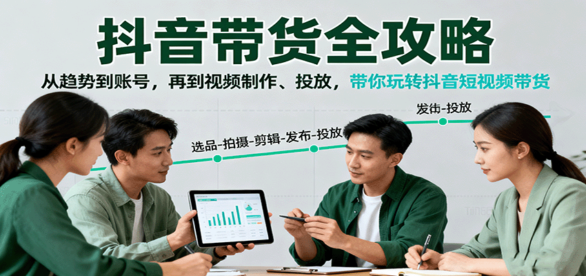 抖音带货全攻略:从趋势到账号,再到视频制作、投放,带你玩转抖音短视频带货-云泽轻创网