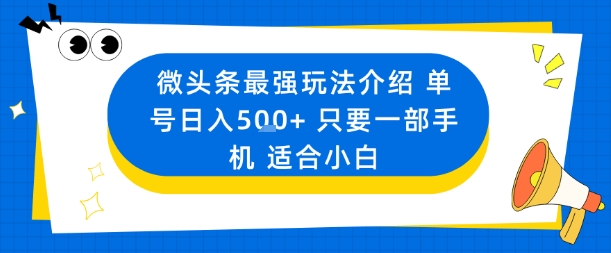 微头条最强玩法介绍一个号日入5张+只要一部手机适合小白-云泽轻创网