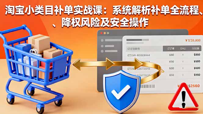 淘宝小类目补单实战课：系统解析补单全流程、降权风险及安全操作-云泽轻创网