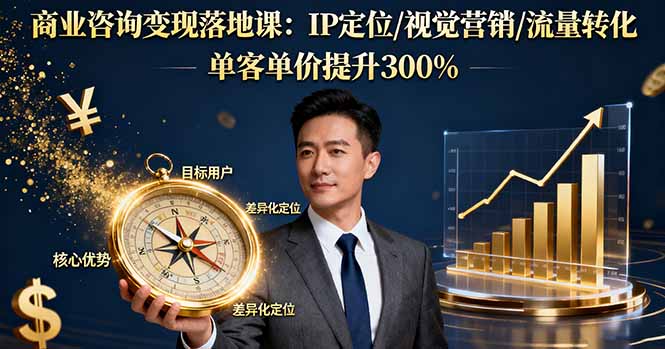 商业咨询变现落地课：IP定位/视觉营销/流量转化，单客单价提升300%-云泽轻创网