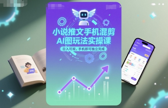 小说推文手机混剪AI图玩法实操课，日入可观，手机即可独立完成-云泽轻创网