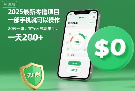 2025最新零撸项目，一部手机就可以操作，20秒一单，零投入纯薅羊毛，无门槛，一天200+【揭秘】-云泽轻创网