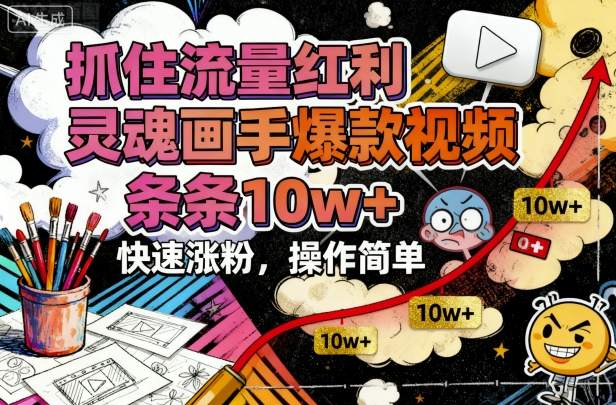 抓住流量红利，灵魂画手爆款视频，条条10w+，快速涨粉，操作简单-云泽轻创网