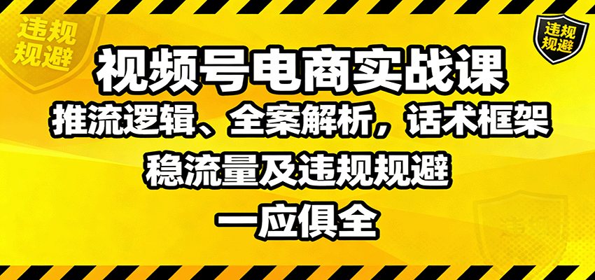 视频号电商实战课：推流逻辑、全案解析，话术框架，稳流量及违规规避等-云泽轻创网