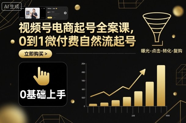 视频号电商起号全案课，0到1微付费自然流起号-云泽轻创网