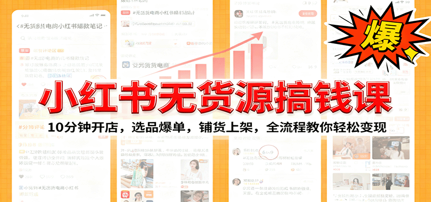 小红书无货源爆单课：10分钟开店，选品爆单，铺货上架，全流程教你轻松变现-云泽轻创网