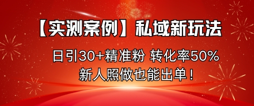 【实测案例】私域新玩法，日引30+精准粉，转化率50%，新人照做也能出单！-云泽轻创网
