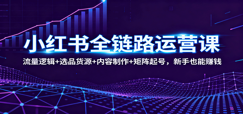 小红书全链路运营课:流量逻辑+选品货源+内容制作+矩阵起号,新手也能赚钱-云泽轻创网