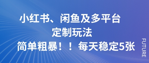 小红书、闲鱼及多平台定制玩法简单粗暴！每天稳定5张-云泽轻创网