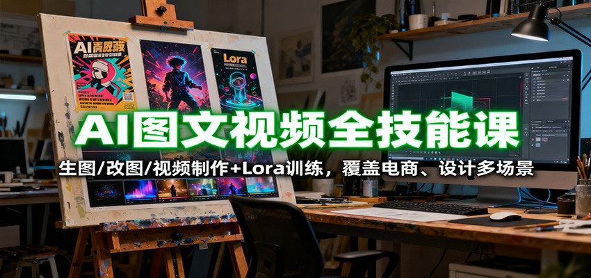 AI图文视频全技能课：生图/改图/视频制作+Lora训练，覆盖电商 、设计多场景-云泽轻创网