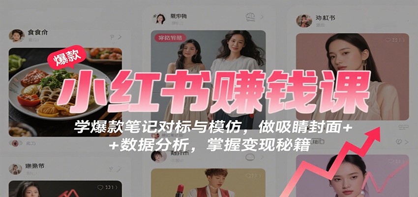 小红书赚钱课：学爆款笔记对标与模仿，做吸睛封面 + 数据分析，掌握变现秘籍-云泽轻创网