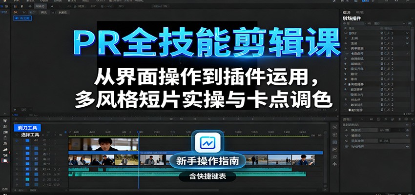 PR全技能剪辑课：从界面操作到插件运用，多风格短片实操与卡点调色-云泽轻创网