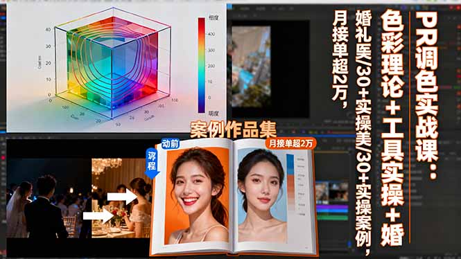 PR调色实战课：色彩理论+工具实操+婚礼医美/30+实操案例，月接单超2万-云泽轻创网