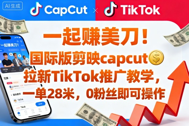 一起賺美刀！国际版剪映capcut拉新TikTok推广教学，一单28米，0粉丝即可操作(附推广入口和教学)-云泽轻创网