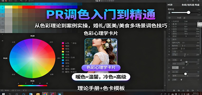 PR调色入门到精通:从色彩理论到案例实操,婚礼/医美/美食多场景调色技巧-云泽轻创网