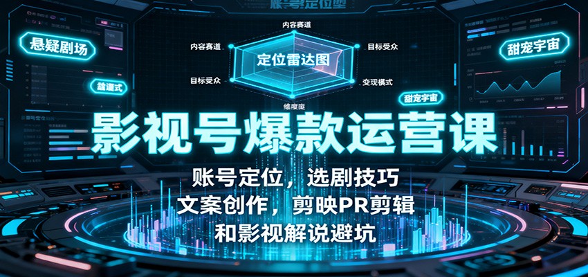 影视号爆款运营课:账号定位,选剧技巧,文案创作,剪映PR剪辑和影视解说避坑-云泽轻创网