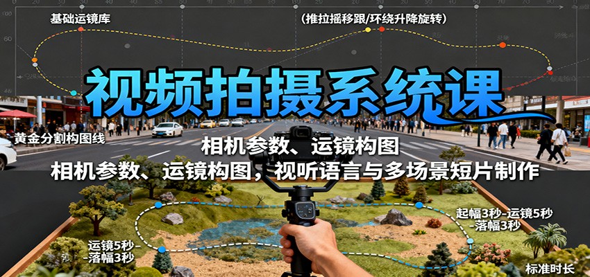 视频拍摄系统课:相机参数、运镜构图,视听语言与多场景短片制作-云泽轻创网
