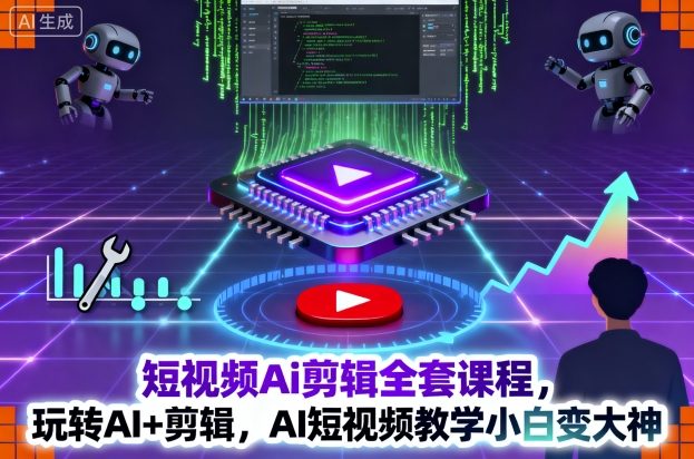 短视频Ai剪辑全套课程，玩转AI+剪辑，AI短视频教学小白变大神-云泽轻创网