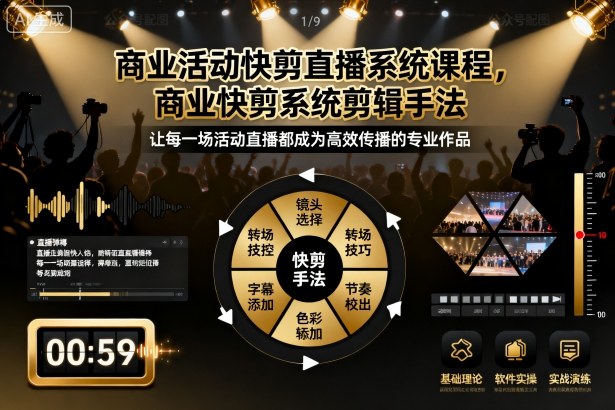 商业活动快剪直播系统课程，商业快剪系统剪辑手法-云泽轻创网