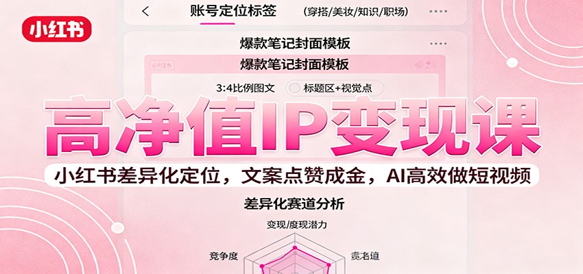 高净值IP变现课:小红书差异化定位,文案点赞成金, AI高效做短视频-云泽轻创网