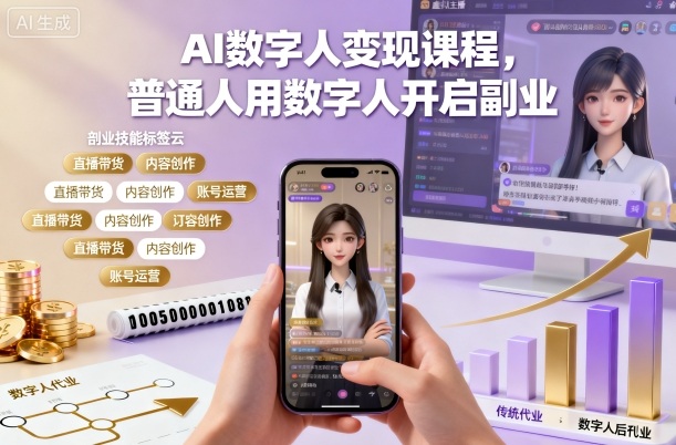 AI数字人变现课程，普通人用数字人开启副业-云泽轻创网