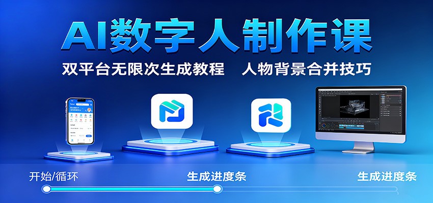 AI数字人制作课：双平台无限次生成教程，人物背景合并技巧-云泽轻创网