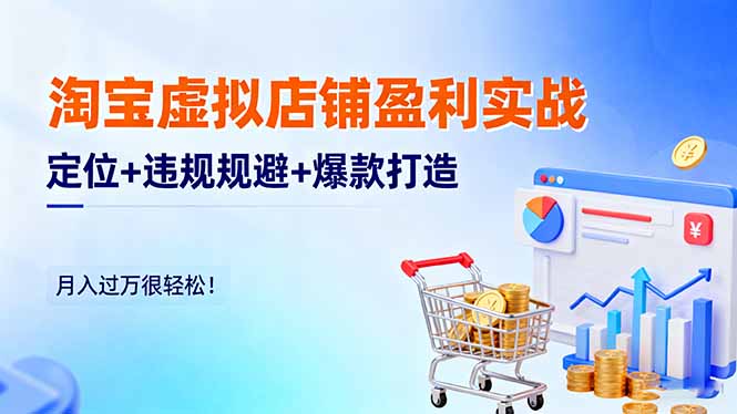 淘宝虚拟店铺盈利实战：定位+违规规避+爆款打造，月入过万很轻松！-云泽轻创网