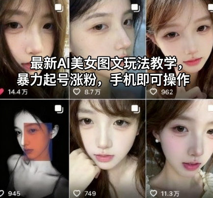 最新AI美女图文玩法教学，暴力起号涨粉，手机即可操作-云泽轻创网