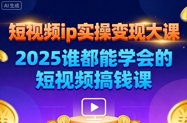 短视频ip实操变现大课，7月26-27日广州站线下课，2025谁都能学会的短视频搞钱课-云泽轻创网