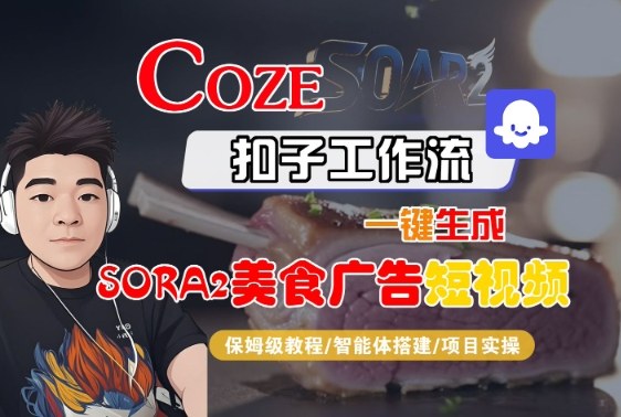 Coze扣子智能体工作流一键生成“SORA2美食广告“短视频，全流程保姆级教学-云泽轻创网