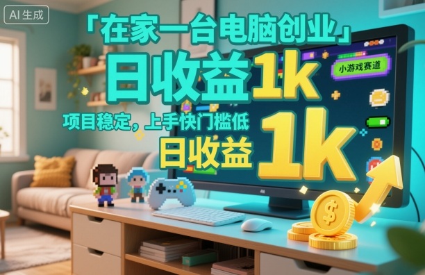 在家一台电脑创业，小游戏赛道，项目稳定，上手快门槛低，日收益1k+【揭秘】-云泽轻创网