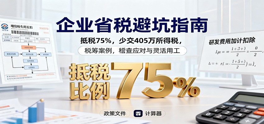 企业省税避坑指南:抵税75%,少交405万所得税,税筹案例,稽查应对与灵活用工-云泽轻创网