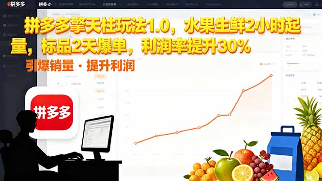 拼多多 擎天柱玩法1.0，水果生鲜2小时起量，标品2天爆单，利润率提升30%-云泽轻创网