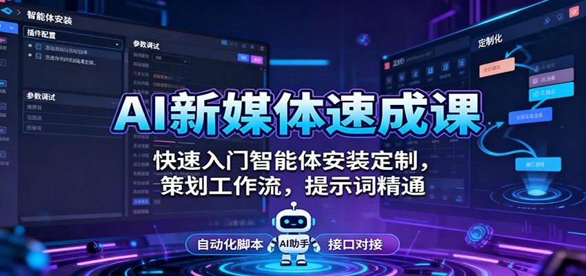 AI新媒体速成课：快速入门智能体安装定制，策划工作流，提示词精通-云泽轻创网