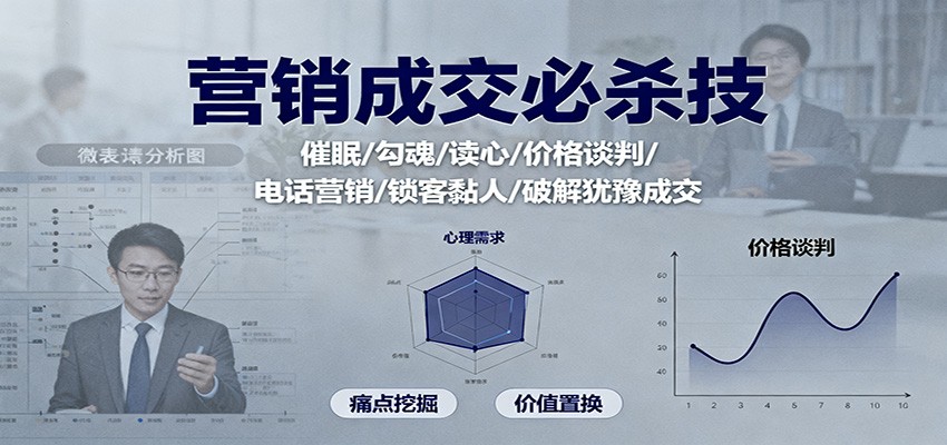 营销成交必杀技：催眠/勾魂/读心/价格谈判/电话营销/锁客黏人/破解犹豫成交-云泽轻创网