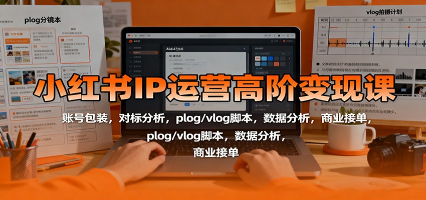 小红书IP运营高阶变现课:账号包装,对标分析,plog/vlog脚本,数据分析,商业接单-云泽轻创网