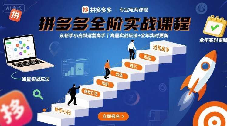 拼多多全阶实战课程，从新手小白到运营高手，海量实战玩法+全年实时更新【2025年10月更新】-云泽轻创网