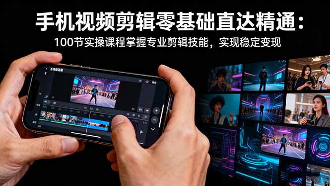 手机视频剪辑零基础直达精通：100节实操课程掌握专业剪辑技能，实现稳...-云泽轻创网