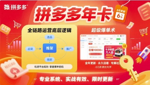拼多多年卡，拼多多全链路运营底层逻辑，超级爆单术【更新10月】-云泽轻创网