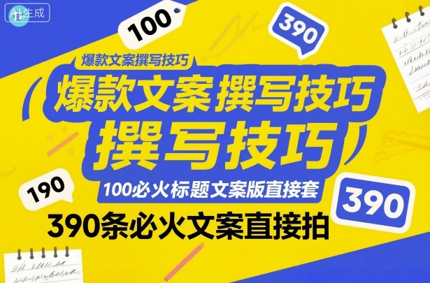 爆款文案撰写技巧，100个必火标题文案模版直接套，390条必火文案直接拍-云泽轻创网