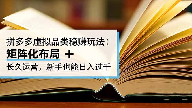 拼多多虚拟品类稳赚玩法：矩阵化布局 + 长久运营，新手也能日入过千-云泽轻创网