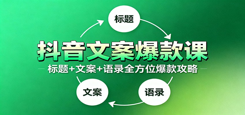 抖音文案爆款课：9大标题绝招，各类型必火文案，100条万能文案情感语录-云泽轻创网