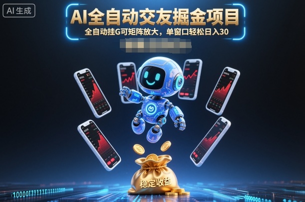 AI全自动交友掘金项目，全自动挂G可矩阵放大，单窗口轻松日入30+【揭秘】-云泽轻创网