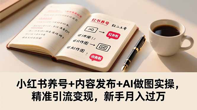 小红书养号+内容发布+AI做图实操，精准引流变现，新手月入过万-云泽轻创网