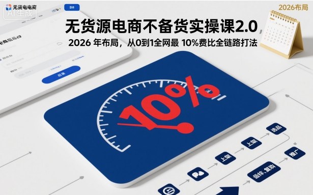 无货源电商不备货实操课2.0，2026年布局，从0到1全网最低10%费比全链路打法【更新中】-云泽轻创网