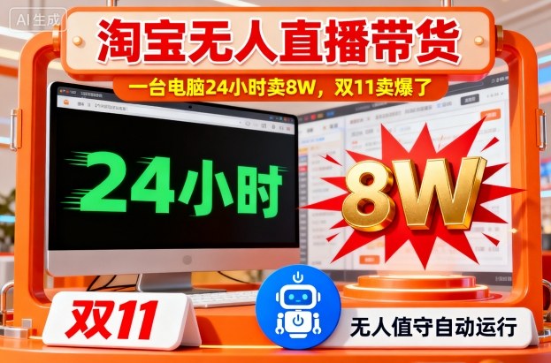 淘宝无人直播带货，一台电脑214小时卖8W，双11卖爆了【揭秘】-云泽轻创网