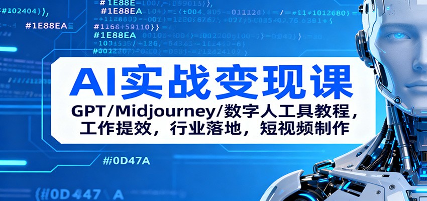 AI实战变现课:GPT/Midjourney/数字人工具教程,工作提效,行业落地,短视频制作-云泽轻创网