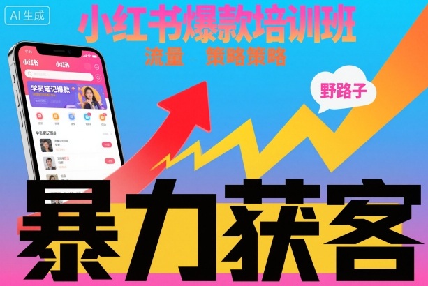 小红书爆款培训班，小红书获客野路子流量打法，暴力持续获客-云泽轻创网