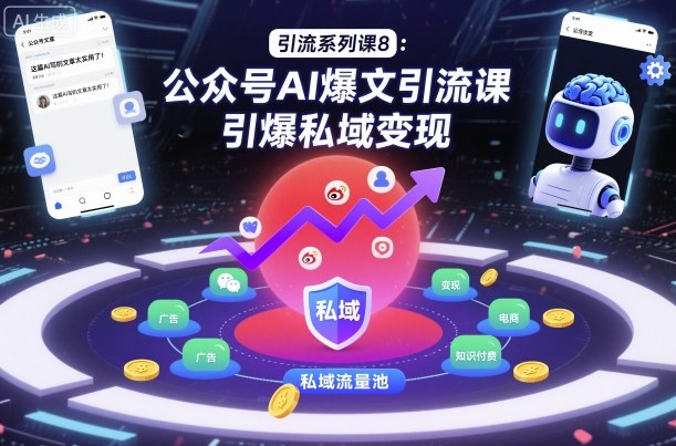 引流系列课8：公众号AI爆文引流课，引爆私域变现-云泽轻创网