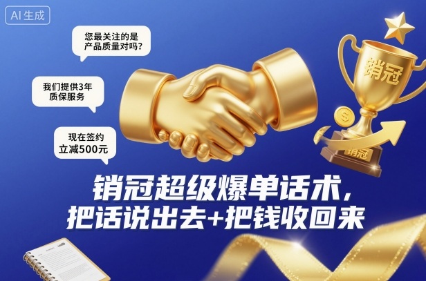 销冠超级爆单话术，把话说出去+把钱收回来-云泽轻创网